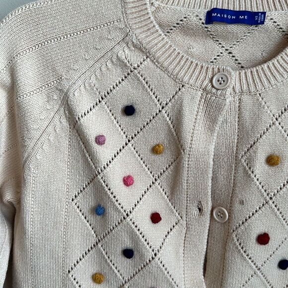 Maison Me Pom Pom Cardigan Sweater XS - Picture 3 of 7